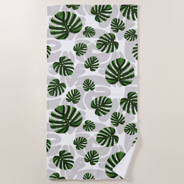 Toalla De Playa Modern Boho Botanical Leaves Pattern (Anverso)