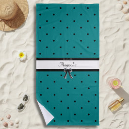 Toalla De Playa Modern Luxury Teal Monogram Summer