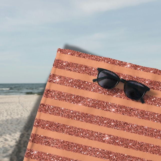 Toalla De Playa Modern Orange Mango Glitter Style Vertical Stripes (Subido por el creador)