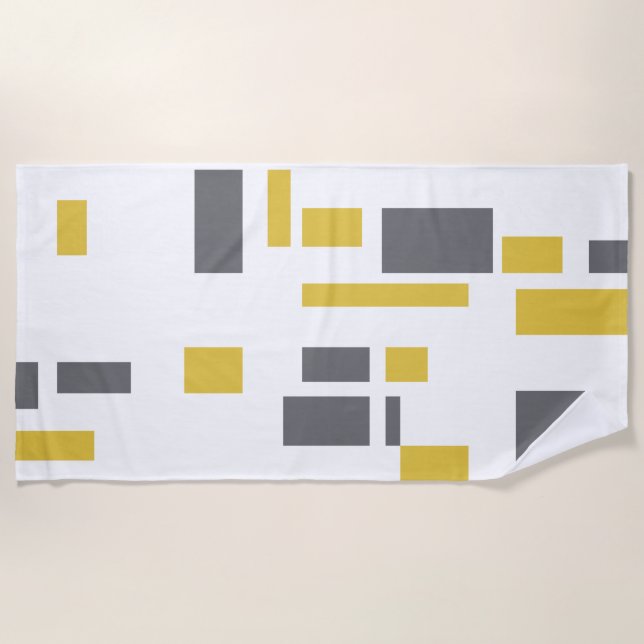 Toalla De Playa Modern, simple, cool geometric yellow gray pattern (Anverso)