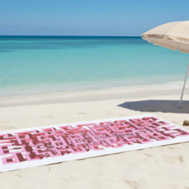 Toalla de playa moderna con laberinto rosa en 3D