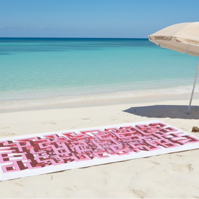 Toalla de playa moderna con laberinto rosa en 3D (Subido por el creador)