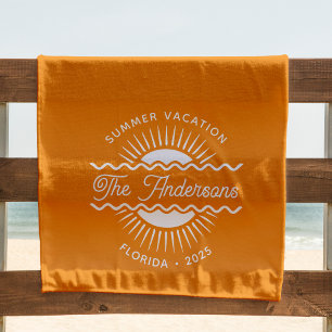 Toalla De Playa Moderna Naranja Sunny Summer Family Cruise Vacatio