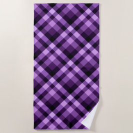 Toalla de playa Moderna Plum Purple Plaid Pattern