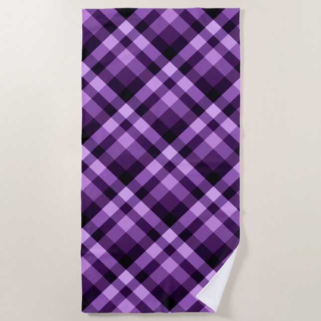 Toalla de playa Moderna Plum Purple Plaid Pattern (Anverso)