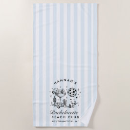 Toalla de playa moderna retro azul y negra de solt