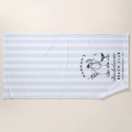 Toalla de playa moderna retro azul y negra de solt