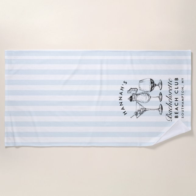 Toalla de playa moderna retro azul y negra de solt (Anverso)