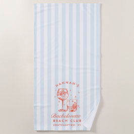 Toalla de playa moderna retro azul y roja para des