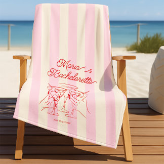 Toalla de playa moderna rosa para despedida de sol