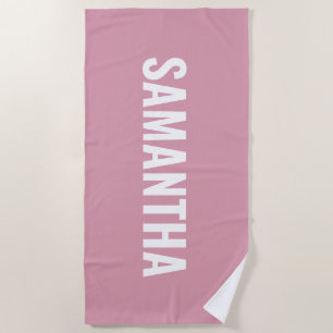 Toalla De Playa Moderno Chic Rosa y Blanco 