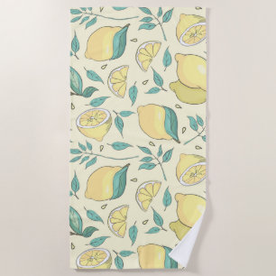 Toalla De Playa Moderno cítricos limón amarillo veraniego personal