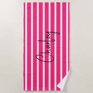 Toalla De Playa Moderno Hot Pink Personalizado II