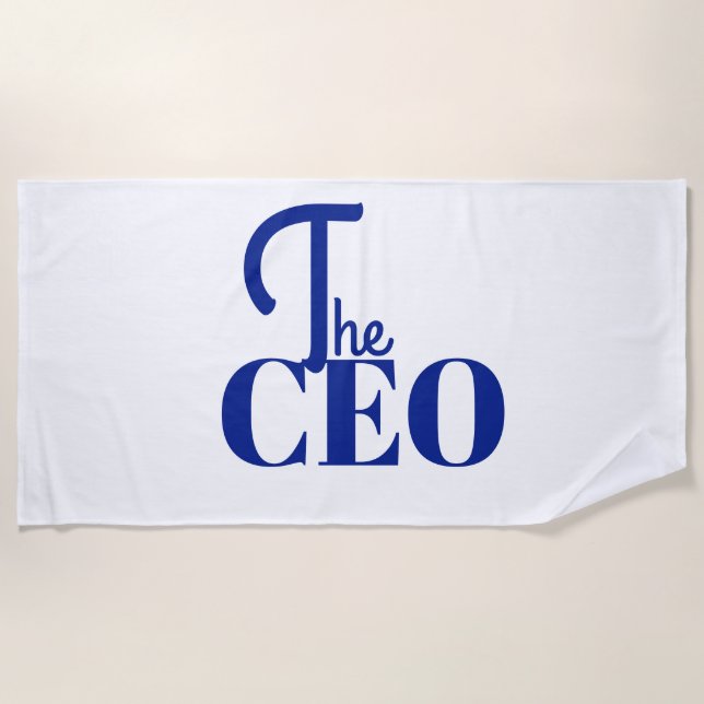 Toalla De Playa Moderno Minimal El CEO Azul (Anverso)