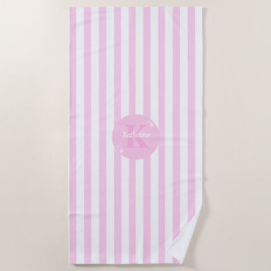Toalla De Playa Moderno Pastel Rosa Monogramado Femenino Tirado