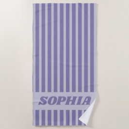 Toalla De Playa Moderno Personalizado con Rayas Purpura de Verano