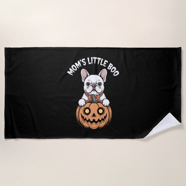 Toalla De Playa Mom's Little Boo French Bulldog Hallowen (Anverso)