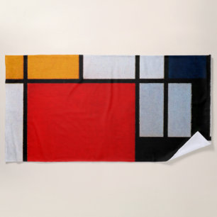 Toalla De Playa Mondrian - Composición con plano rojo grande