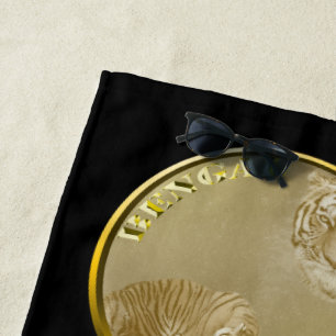 Toalla De Playa Moneda de oro de los tigres de Bengala,