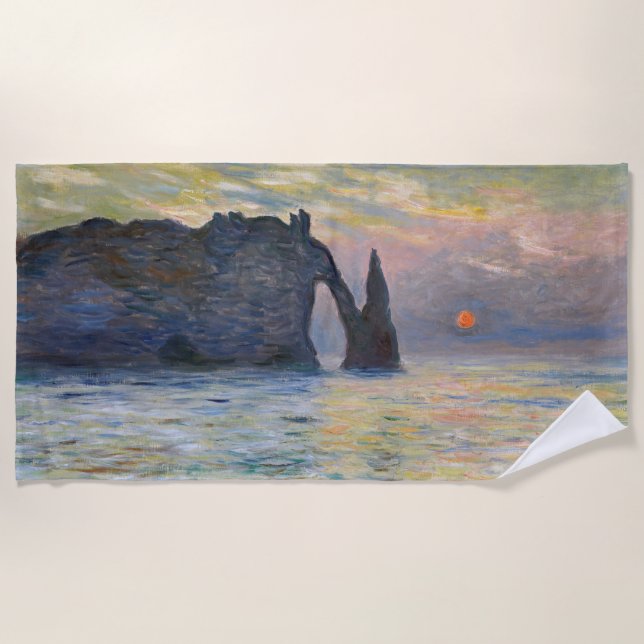 Toalla De Playa Monet - Manneport, acantilado en Etretat, Sunset (Anverso)