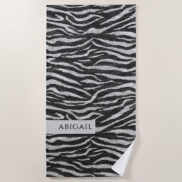Toalla De Playa Monochrome Animal Print and Name