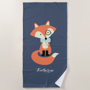 Toalla De Playa Monocle Hipster Red Fox