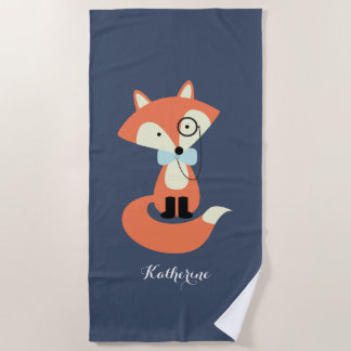 Toalla De Playa Monocle Hipster Red Fox