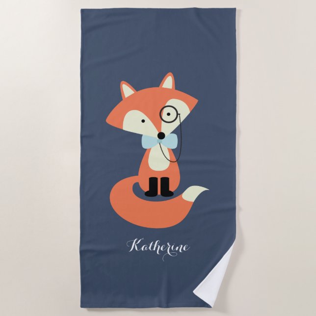 Toalla De Playa Monocle Hipster Red Fox (Anverso)