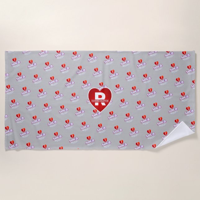 Toalla De Playa MONOGRAMA AMO SOCA en GRIS (Anverso)