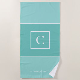 Toalla De Playa Monograma azul de la Casa de la Moneda minimalista