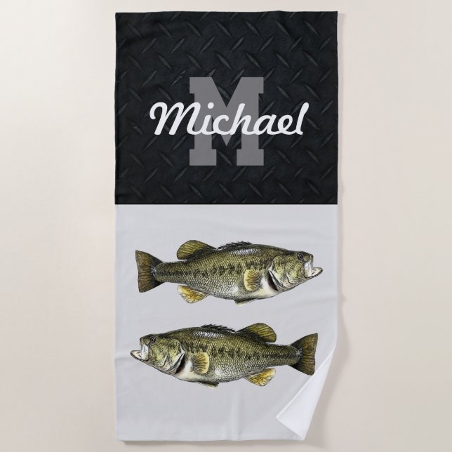 Toalla De Playa Monograma Bass Fishing Guay Sports Largemouth (Anverso)