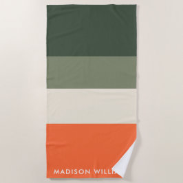Toalla De Playa Monograma Bloque de Colores Banda Horizontal Estil