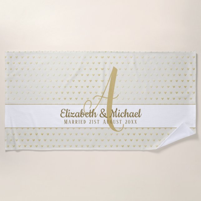 Toalla De Playa Monograma Boda de recién casados Regalo elegante d (Anverso)