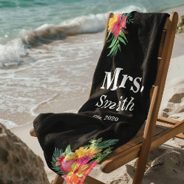 Toalla De Playa Monograma Brigada Floral