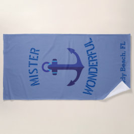 Toalla De Playa Monograma de anclaje azul