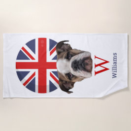 Toalla De Playa Monograma de BULLDOG BRITÁNICO