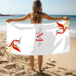 Toalla De Playa Monograma de color de agua colorante personalizado