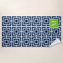 Monograma de Cuadrícula Preppy – Azul Marino y Lim