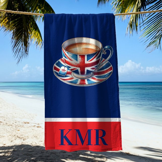 Toalla De Playa Monograma de enseñanza en inglés de Bandera Britán (Subido por el creador)