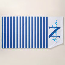 Monograma de franjas azules blancas