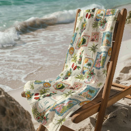 Toalla De Playa Monograma de impresión de viaje mexicano colorido