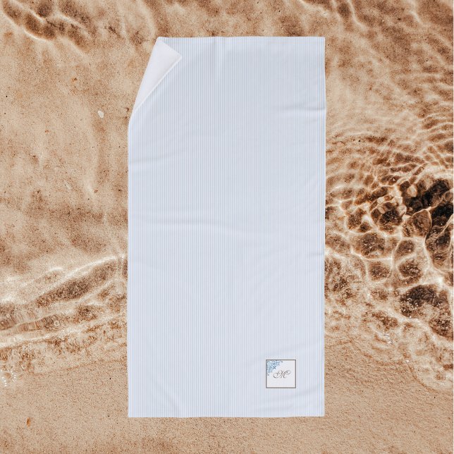 Toalla De Playa Monograma de la banda azul francesa Fleur de Lis (Subido por el creador)