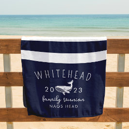 Toalla De Playa Monograma de la marina de ballena náutica