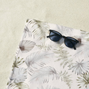 Toalla De Playa Monograma de lujo Faux Gold Tropical Foliage