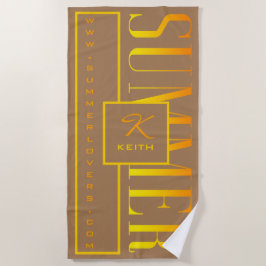 Toalla De Playa Monograma de nombre de sitio web marrón amarillo N