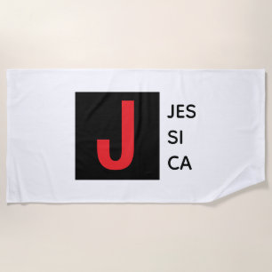 Toalla De Playa Monograma de nombre profesional elegante moderno