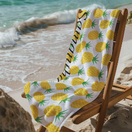 Toalla De Playa Monograma de piña amarilla