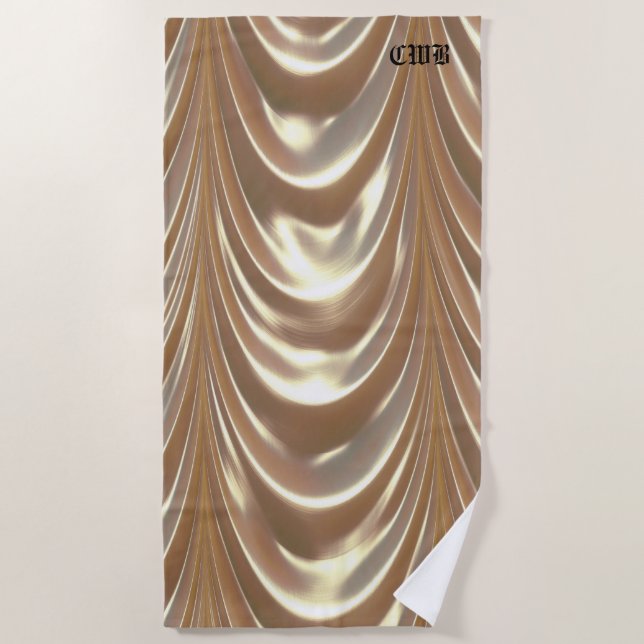 Toalla De Playa Monograma del patrón elegante de la cinta (Anverso)