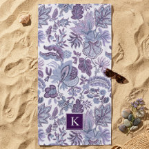 Monograma Floral Vintage Boho Púrpura