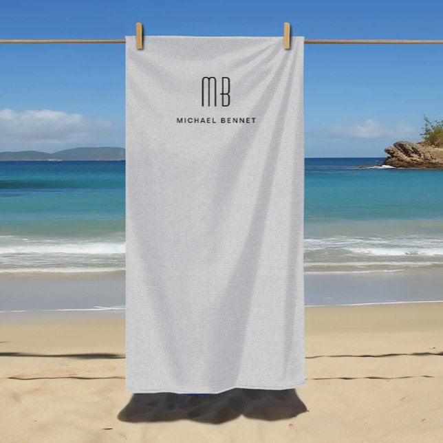 Toalla De Playa Monograma gris moderno (Modern Gray Monogram Beach Towel

)